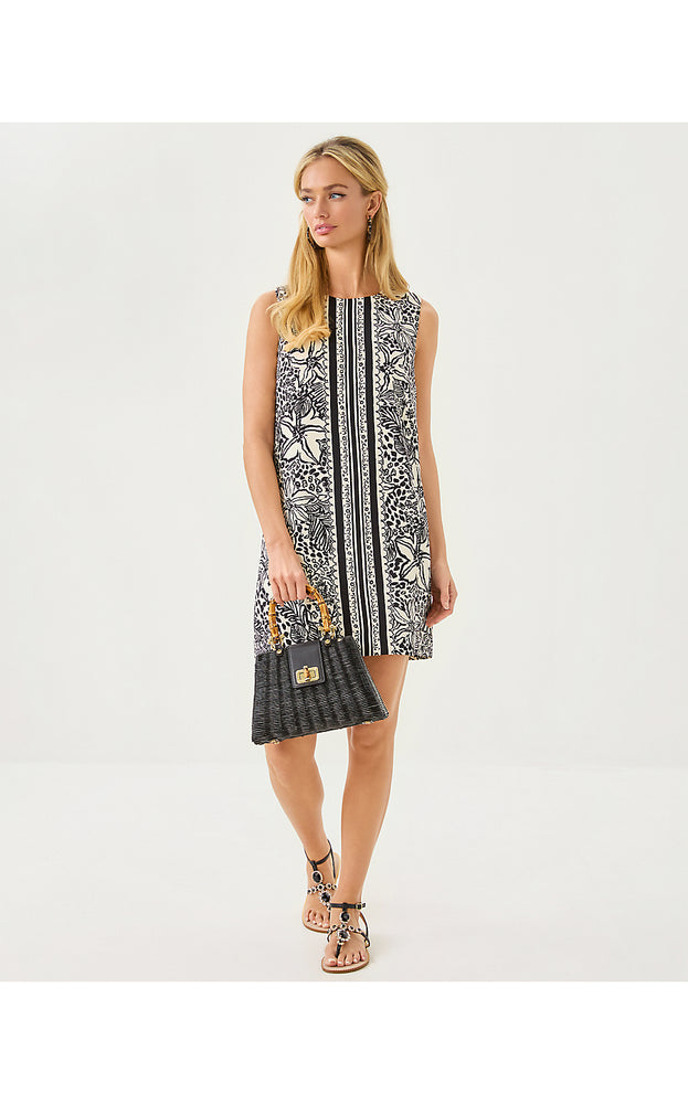 Edita Shift Dress - Onyx Lots To Spot Engineered Woven Shirt