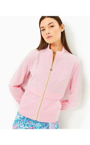 UPF 50+ Luxletic Cocos Jacket - Conch Shell Pink - Performance Gingham