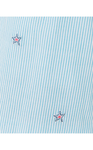4" Lilo Cotton Short - Hydra Blue - Seaside Star Jacquard Stripe