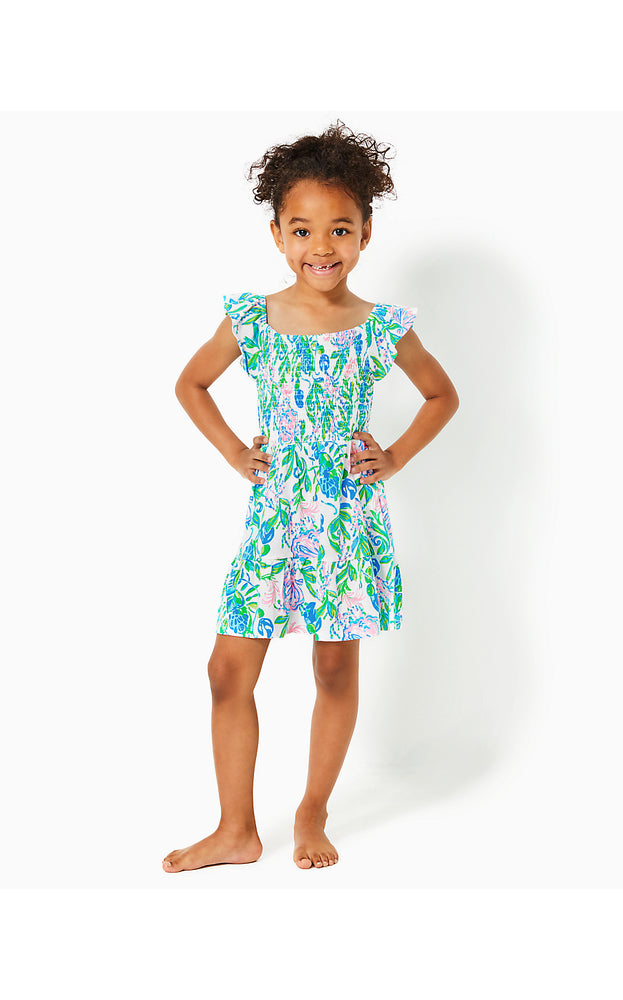 Girls Mini Jilly Cotton Dress - Resort White - Just A Pinch