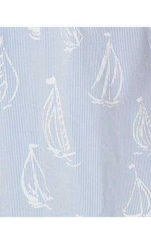 Caylinn Sleeveless Popover Shirt Dress - Resort White - A Lil Nauti Pigment Print