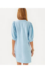 Mialeigh Linen Dress - Blue Peri X Resort White