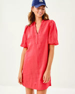 Mialeigh Linen Dress - Cane Coral