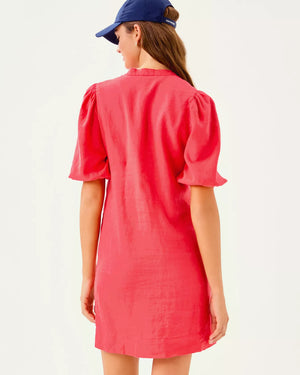 Mialeigh Linen Dress - Cane Coral