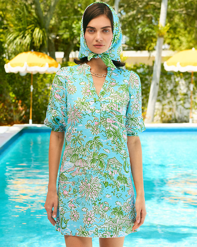 Mialeigh Linen Dress - Fresh Water Blue Sunbathers Bliss