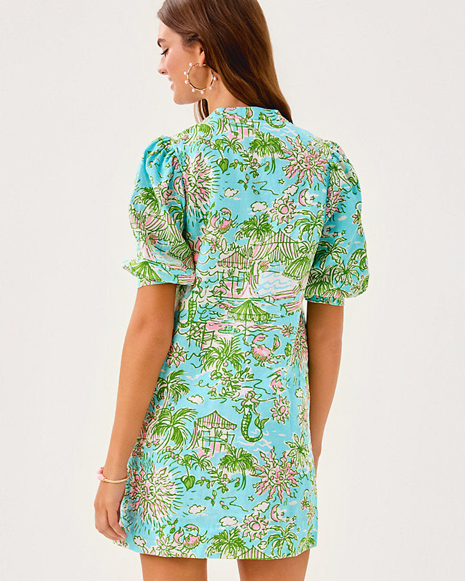 Mialeigh Linen Dress - Fresh Water Blue Sunbathers Bliss