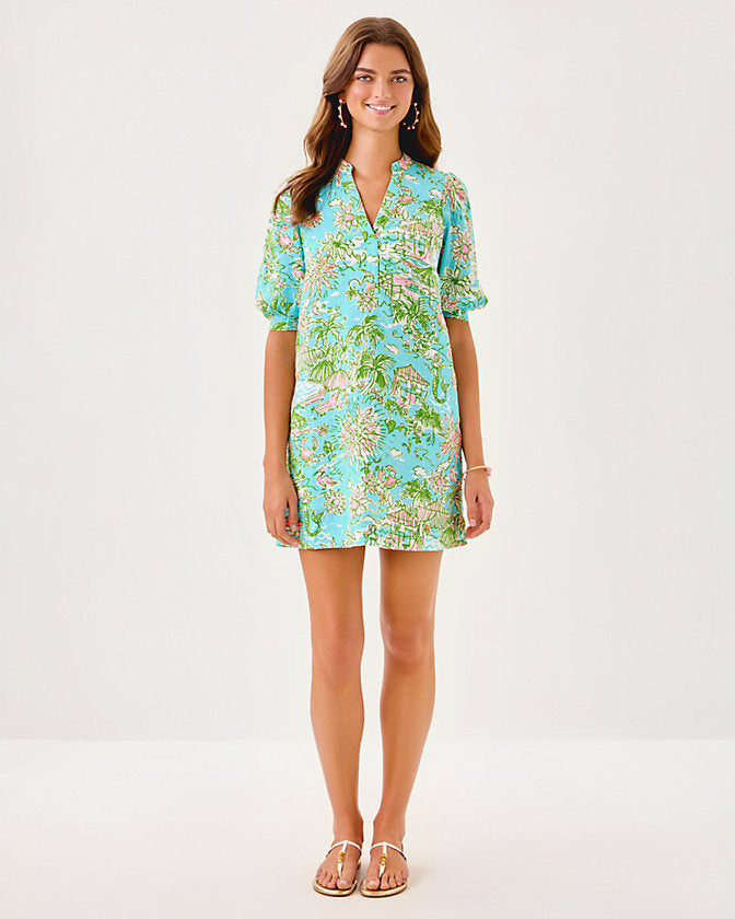 Mialeigh Linen Dress - Fresh Water Blue Sunbathers Bliss