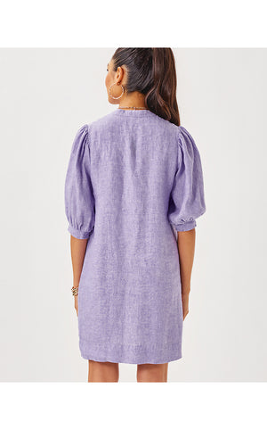 Mialeigh Linen Dress- Tropicalia Purple X Resort White