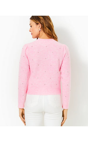 Ellorie Sweater - Heathered Conch Shell Pink Paradise Rhinestones