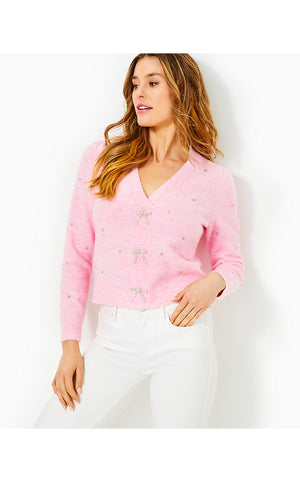 Ellorie Sweater - Heathered Conch Shell Pink Paradise Rhinestones