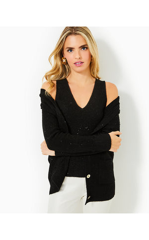 Averlie Sequin Cardigan - Black Metallic