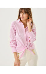 The Tie Lilly Shirt - Conch Shell Pink Shadow Shirting Stripe