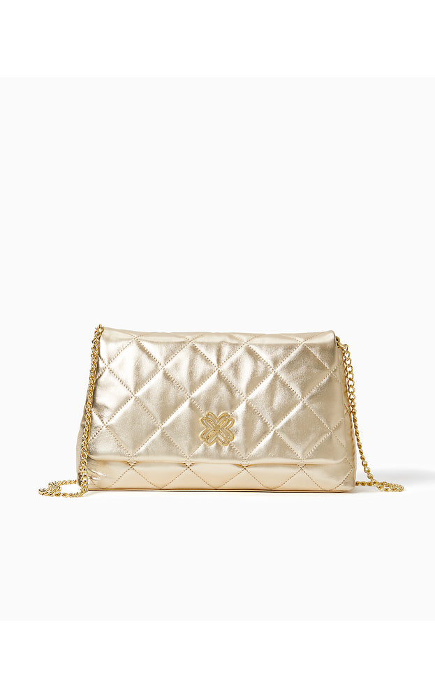 Matea Quilted Leather Clutch - Gold Metallic