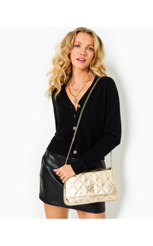 Matea Quilted Leather Clutch - Gold Metallic