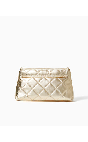 Matea Quilted Leather Clutch - Gold Metallic