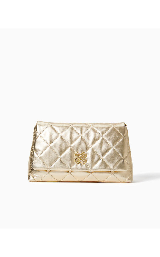 Matea Quilted Leather Clutch - Gold Metallic