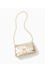 Matea Quilted Leather Clutch - Gold Metallic