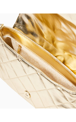 Matea Quilted Leather Clutch - Gold Metallic