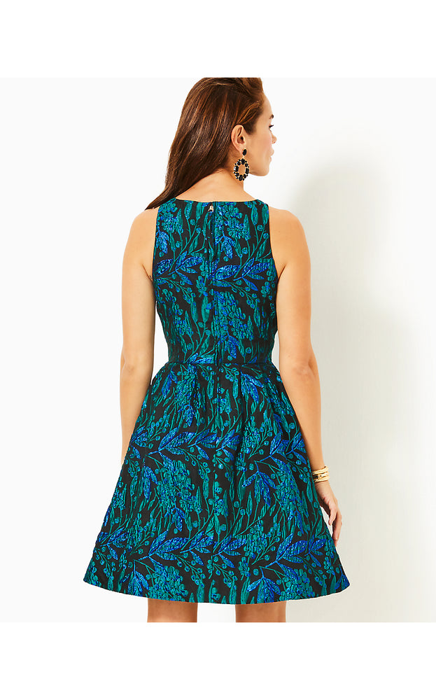 Jollian Brocade Dress - Deep Lagoon - Berry Wild Metallic Brocade