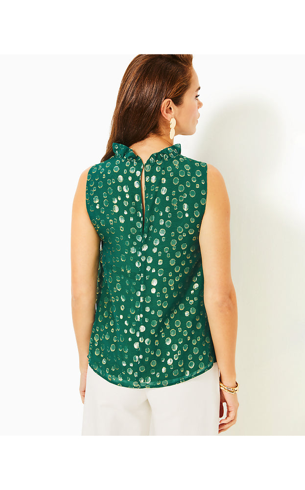 Rayalynne Silk Top - Villa Green Silk Bubbly Clip