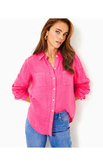 Sea View Button Down Top - Passion Fruit Pink