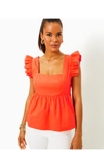Tiana Babydoll Top - Flamingo Feather