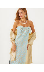 Logo Jacquard Wrap - Wicker Tan X Coconut - Butterfly Pattern Scarf