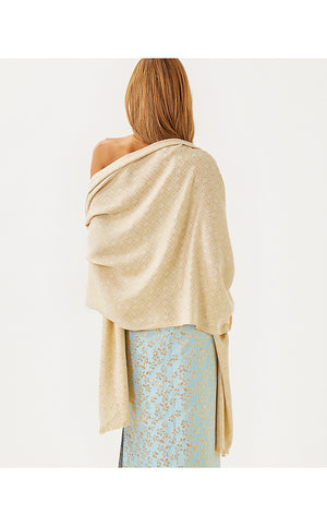 Logo Jacquard Wrap - Wicker Tan X Coconut - Butterfly Pattern Scarf