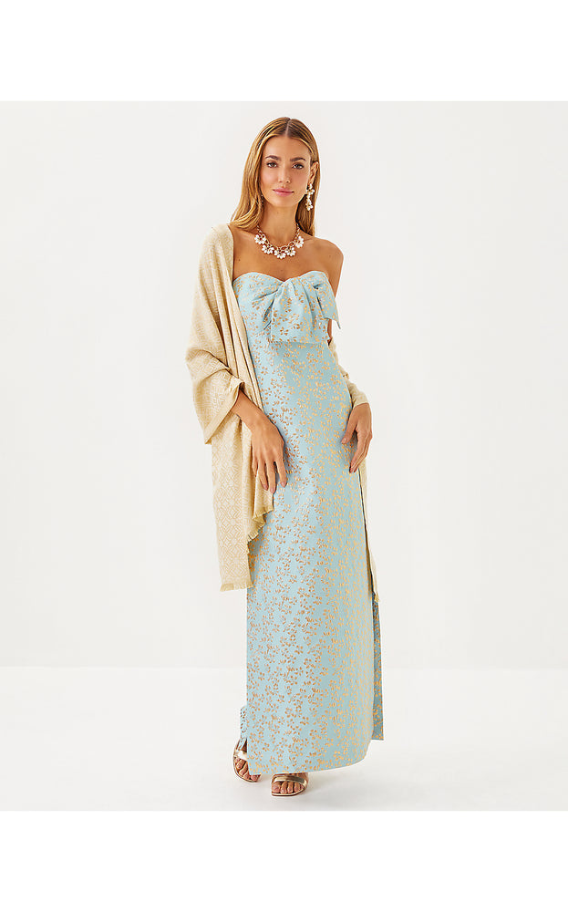 Logo Jacquard Wrap - Wicker Tan X Coconut - Butterfly Pattern Scarf