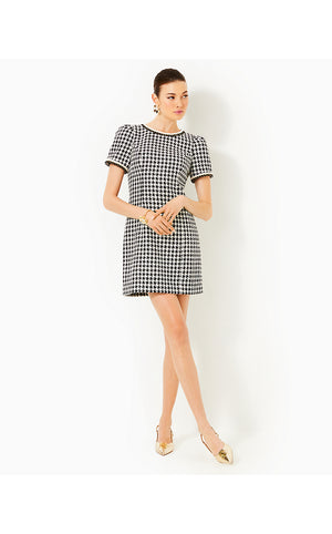 Doriane Boucle Shift Dress - Noir Houndstooth Sequin Boucle