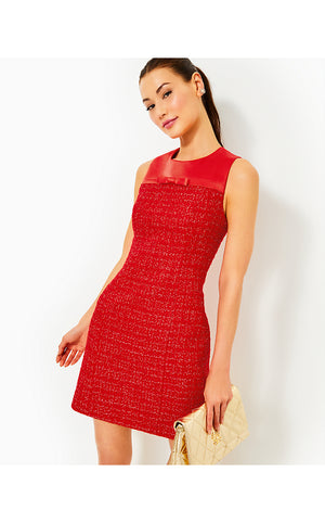 Ritzy Boucle Shift Dress - Rococo Red Fiesta Boucle