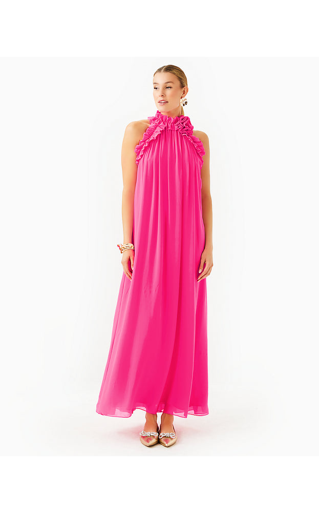 Florian Silk Maxi Dress - Passion Fruit Pink