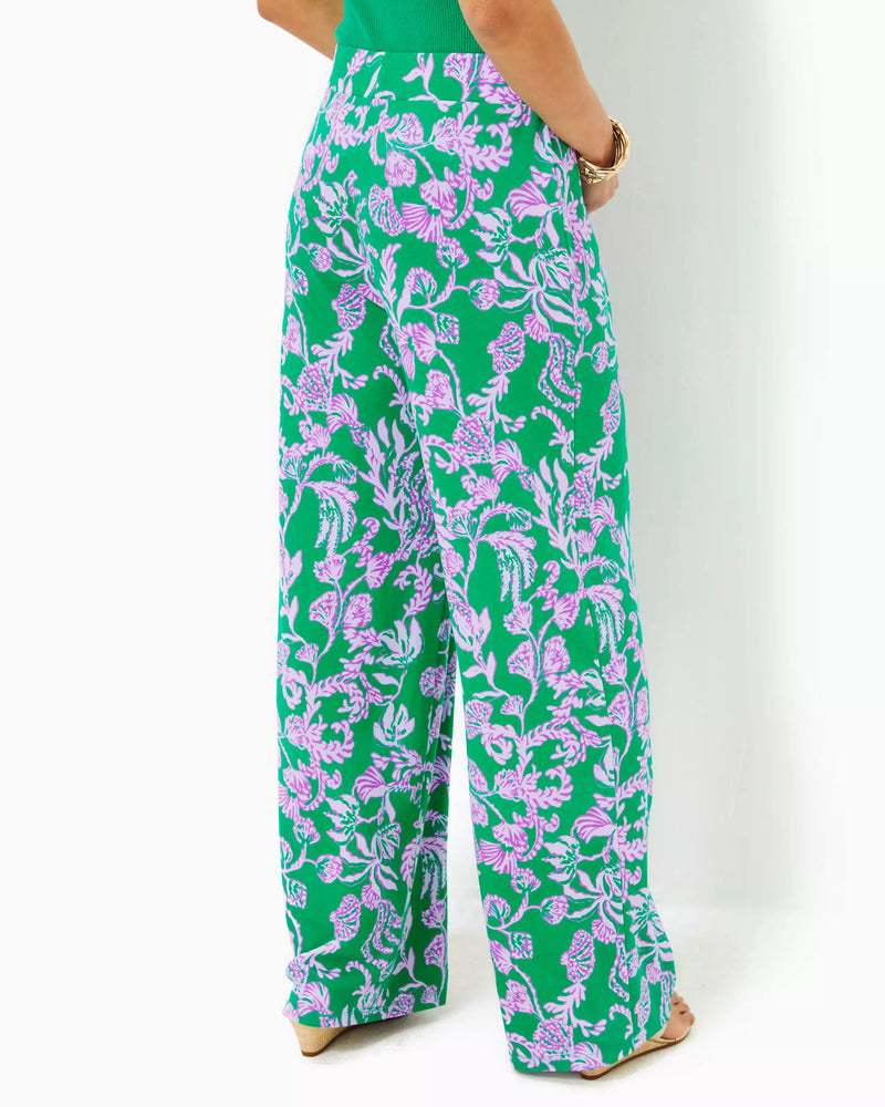 31" Allena Knit Palazzo Pant - Brazilian Green Salty Sandbar