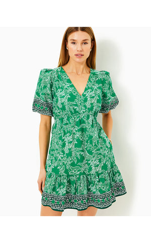 Kentlee Dress - Fiddle Leaf Green Safari Party Engineered Woven Dress