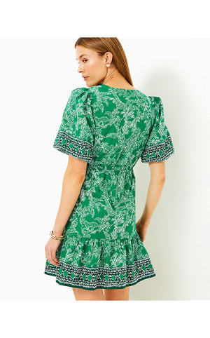 Kentlee Dress - Fiddle Leaf Green Safari Party Engineered Woven Dress