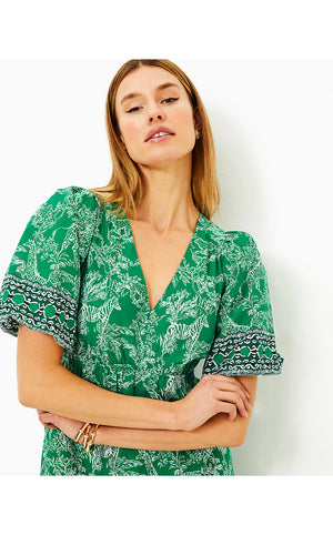 Kentlee Dress - Fiddle Leaf Green Safari Party Engineered Woven Dress