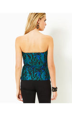 Camilo Strapless Brocade Top - Deep Lagoon - Berry Wild Metallic Brocade