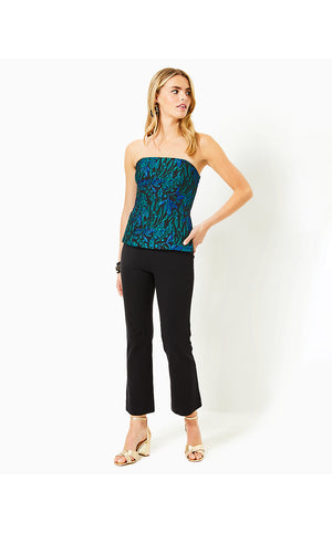 Camilo Strapless Brocade Top - Deep Lagoon - Berry Wild Metallic Brocade