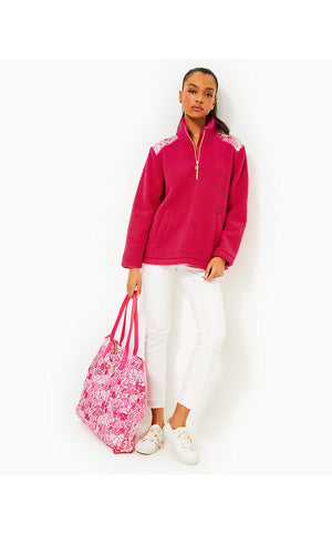 Wallen Sherpa Half Zip Jacket - Raspberry Rouge