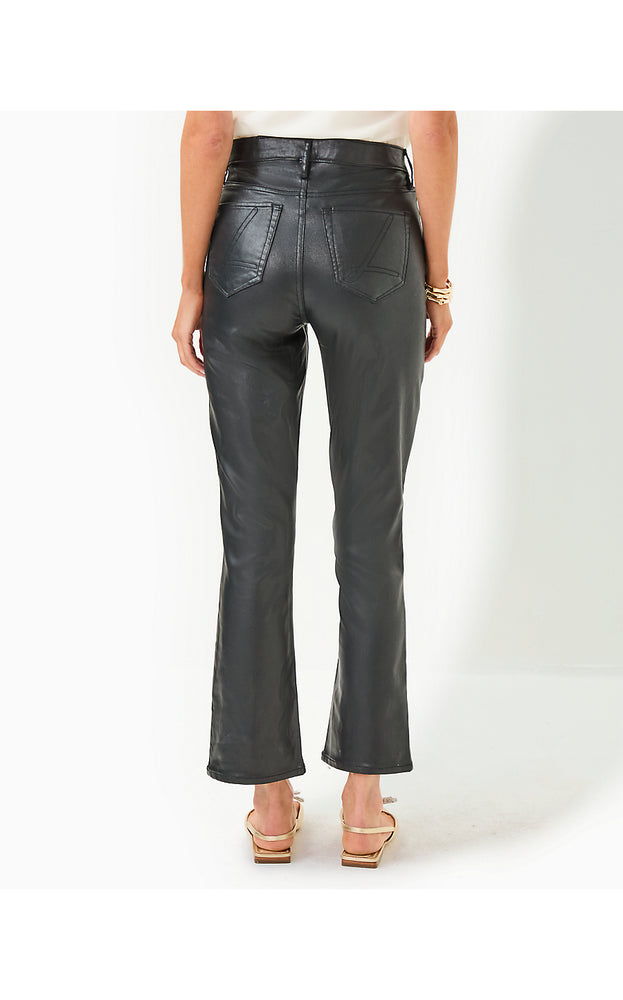 28" Liza Coated Crop Flare Jean - Noir