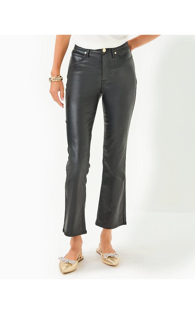 28" Liza Coated Crop Flare Jean - Noir