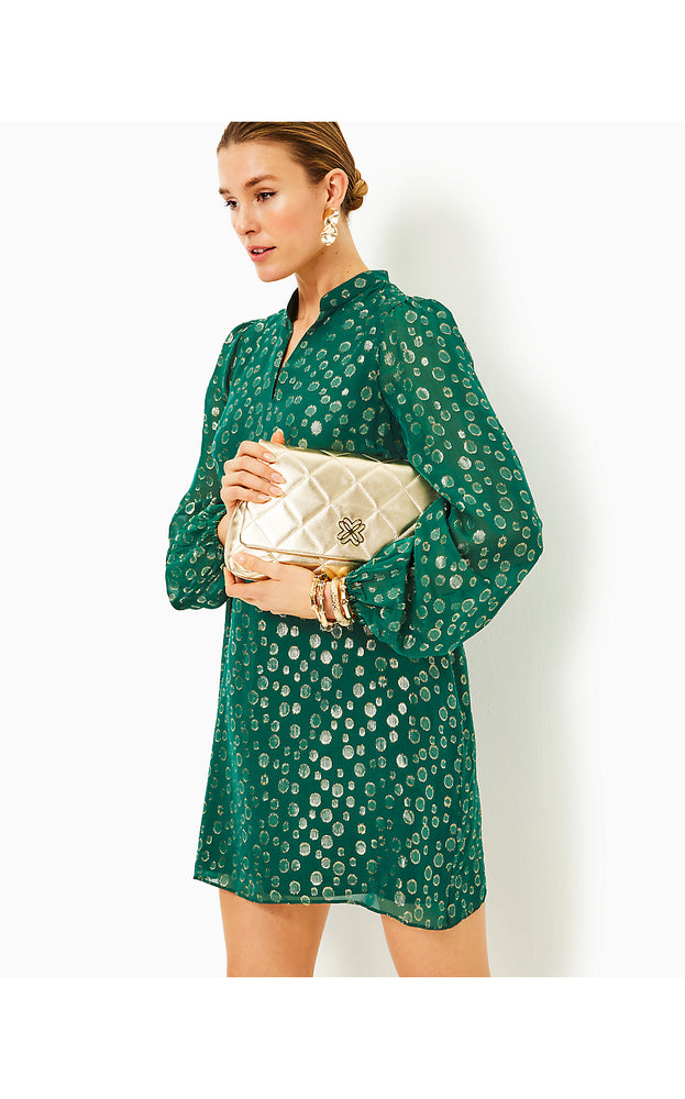 Lauralyn Silk Dress - Villa Green Silk Bubbly Clip