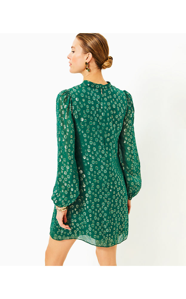 Lauralyn Silk Dress - Villa Green Silk Bubbly Clip