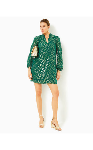 Lauralyn Silk Dress - Villa Green Silk Bubbly Clip