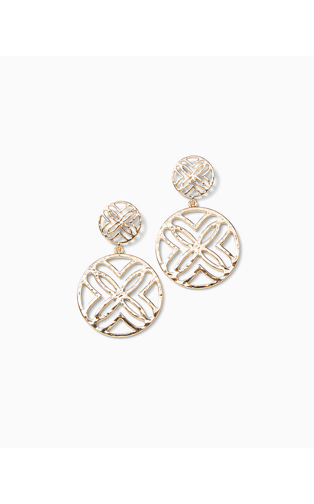 Lilly Logo Statement Earrings - Gold Metallic