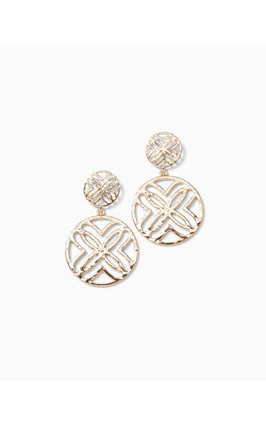 Lilly Logo Statement Earrings - Gold Metallic