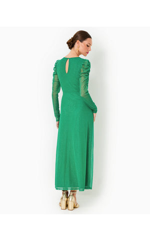 Preslie Long Sleeve Mesh Midi Dress - Fiddle Leaf Green