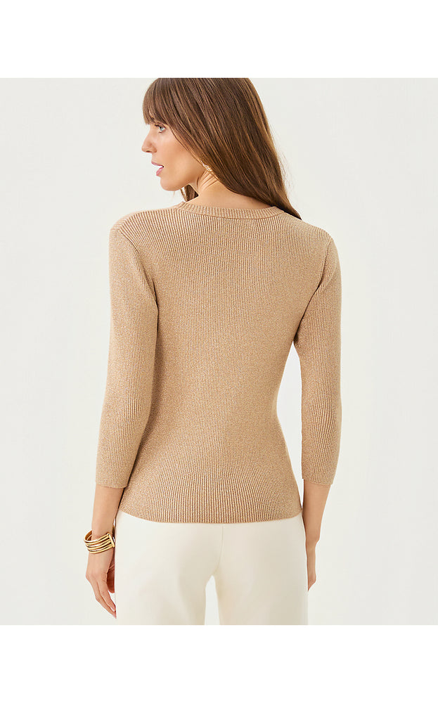 Esli 3/4 Sleeve Sweater - Sand Bar Metallic