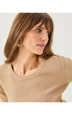 Esli 3/4 Sleeve Sweater - Sand Bar Metallic
