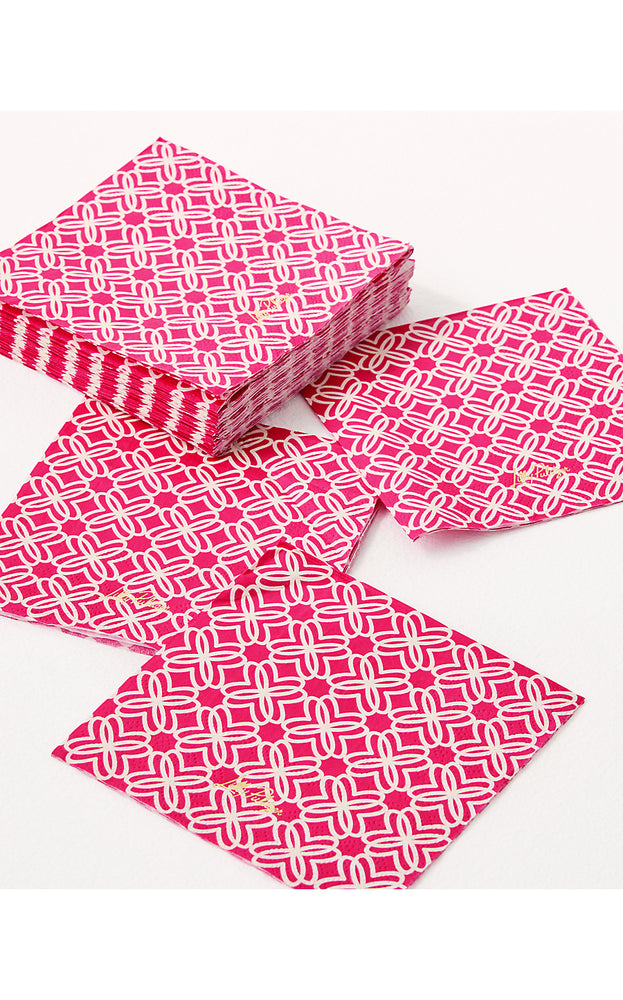 Paper Cocktail Napkins - Vanilla Spice X Raspberry Rouge - Butterfly Pattern Home